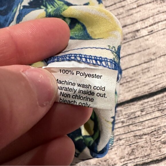 J Crew Polyester Oversized Floral Blue and Green Women's Blouse Size Small - Picture 3 of 5